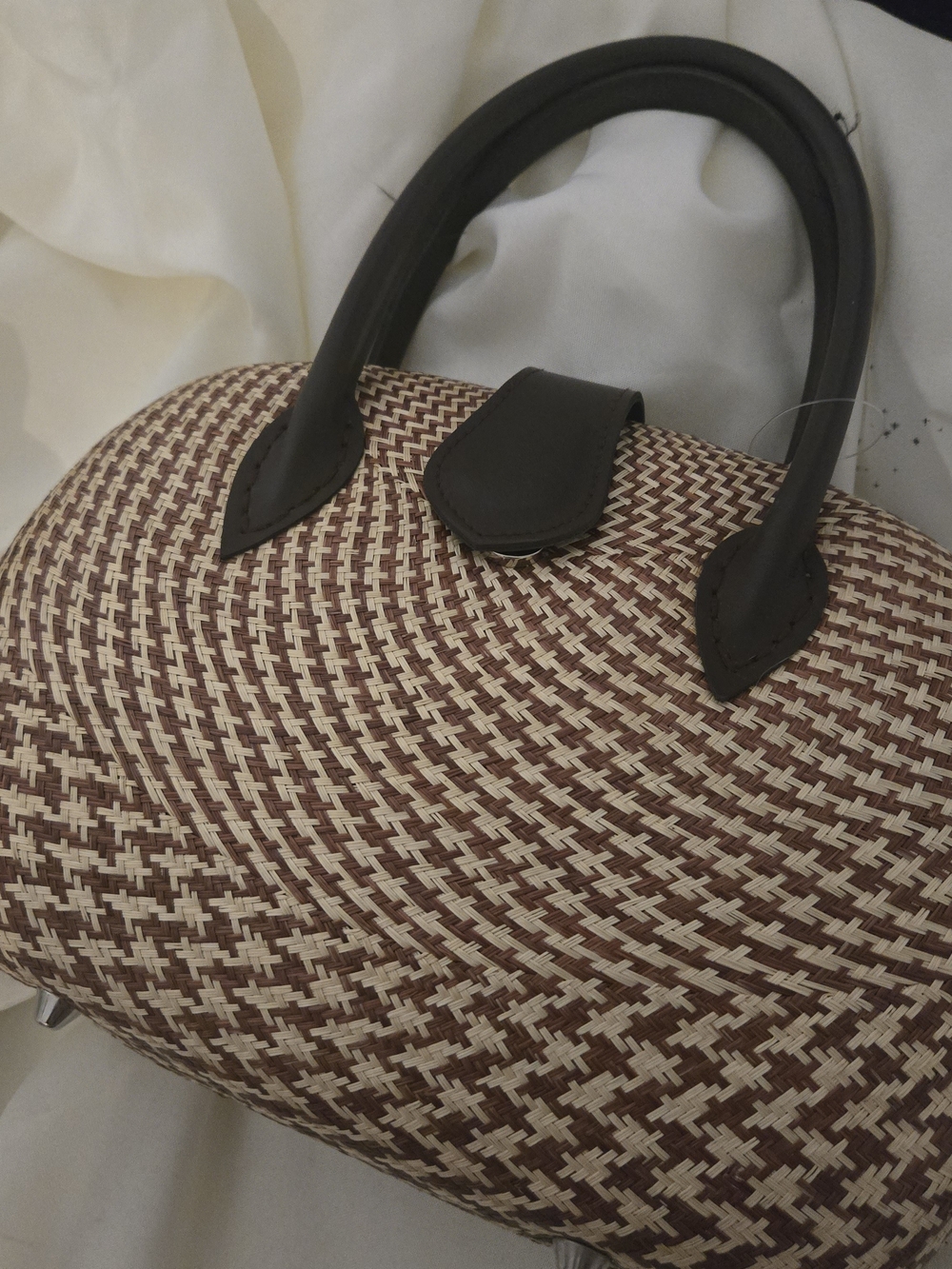 BUNTAL Woven Two-Tone Brown & Cream Handbag